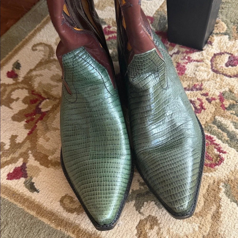 Western cowboy boots,, Green, Brown & Yellow - Picture 5 of 9